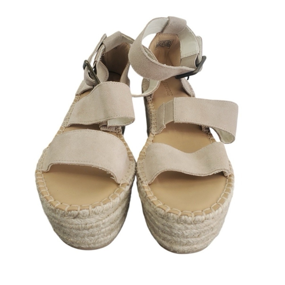 Soludos Palma Nude Beige Suede Leather Espadrille Platform Wedge Sandal Size 8.5 - Picture 4 of 10